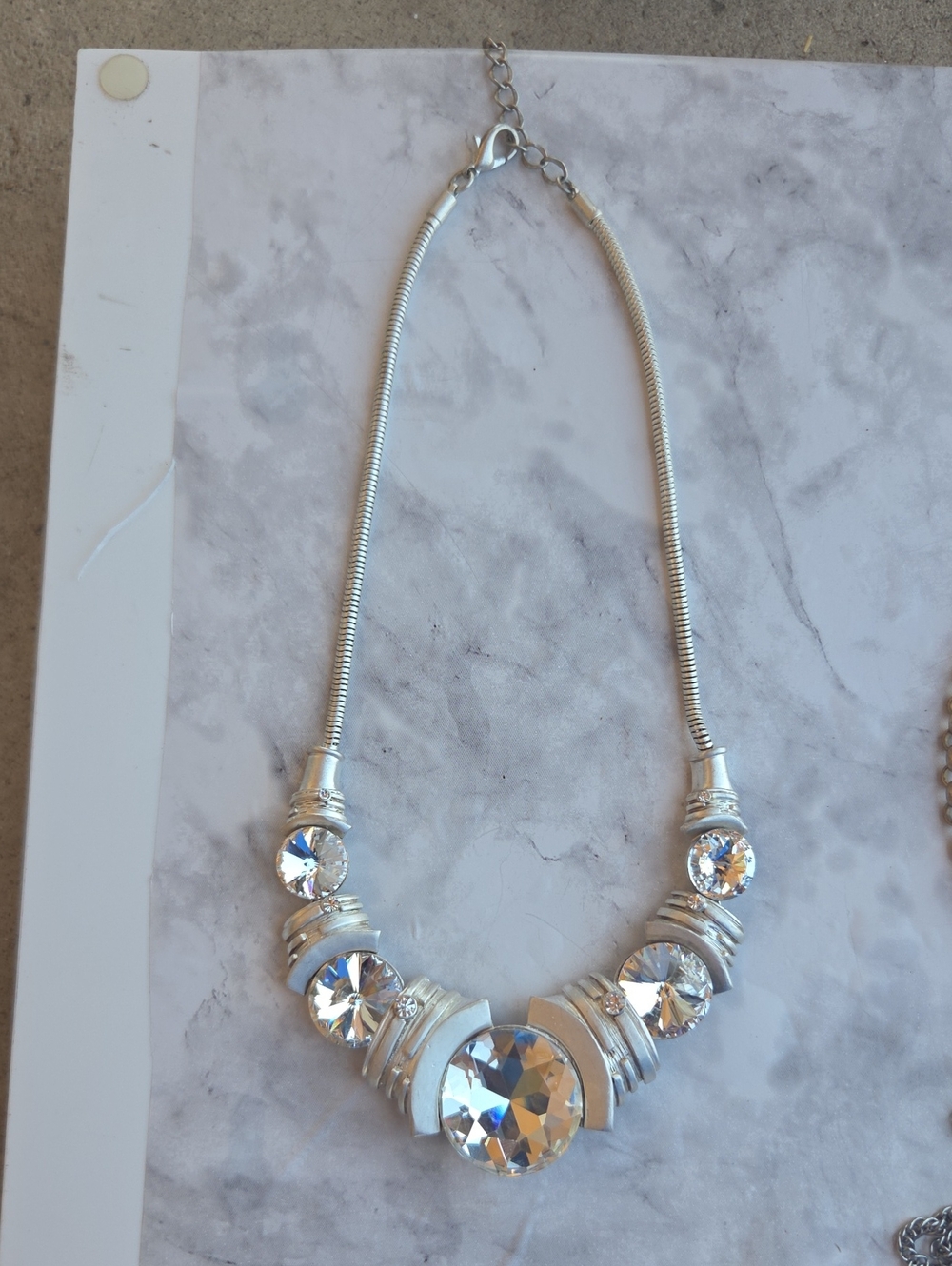 Silver Crystal Statement Necklace - Elegant Sparkle